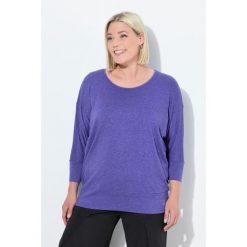 Damskie Bluzka funkcyjna oversize łódkowy dekolt rękaw 3/4. Niebieskie koszulki sportowe damskie Ulla Popken, plus size, bez wzorów, z elastanu, bez ramiączek. Za 223.99 zł.