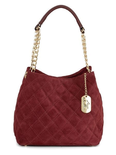 Anna Morellini Skórzana torebka "Ravenna" w kolorze bordowym - 25 x 21 x 13 cm rozmiar: onesize. Czerwone torebki klasyczne damskie Anna Morellini, z materiału, przez ramię, pikowane, bez dodatków. Za 260.99 zł.