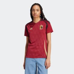 Koszulka piłkarska damska ADIDAS Belgia 2025 domowa. Bluzki damskie Adidas, m, bez wzorów, bez kołnierzyka, bez ramiączek. Za 459.99 zł.