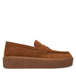 Półbuty Weekend Max Mara. Brązowe półbuty damskie Weekend Max Mara, bez wzorów, bez obcasa, na płaskiej podeszwie, bez zapięcia. Za 1,449.00 zł.