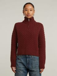 G-Star Sweter w kolorze bordowym rozmiar: XS. Czerwone swetry klasyczne damskie G-Star, xs, z wełny, bez kołnierzyka. Za 175.67 zł.