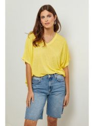 Lin Passion Tunika w kolorze żółtym rozmiar: 36/38. Żółte tuniki damskie Lin Passion, bez wzorów, klasyczne, bez kołnierzyka, bez ramiączek. Za 113.99 zł.