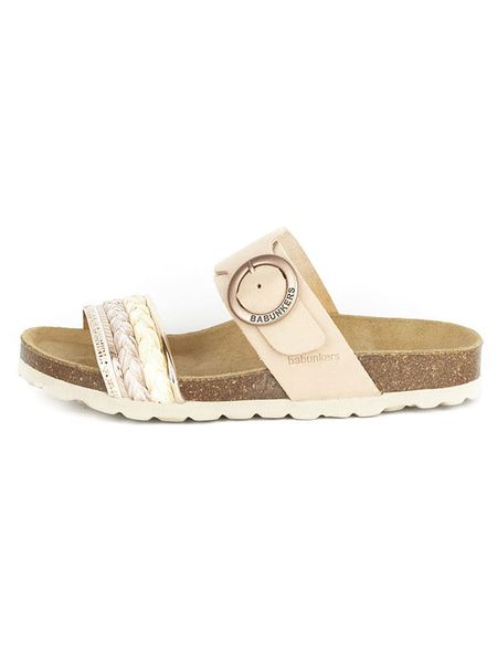 BABUNKERS Family Skórzane klapki w kolorze jasnoróżowym rozmiar: 41. Różowe klapki damskie BABUNKERS Family, bez wzorów, z materiału, z otwartym noskiem, bez obcasa, bez zapięcia. Za 190.45 zł.