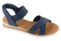 Sandały damskie, Desert Kiss-Golden Lily. Czarne sandały damskie Skechers, bez wzorów, z materiału, bez obcasa, bez zapięcia. Za 289.99 zł.