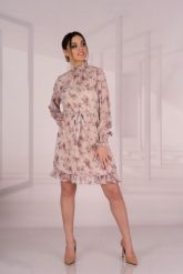 Sukienka w Kwiaty z Ozdobną Stójką. Sukienki damskie Merribel, bez wzorów, z elastanu, wizytowe, bez ramiączek. Za 129.90 zł.