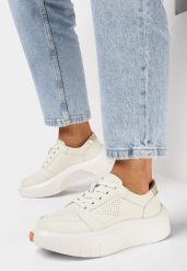 Beżowe Sneakersy Skórzane przed Kostkę na Grubej Podeszwie Miealla. Brązowe obuwie sportowe damskie Born2be, przed kostkę, bez zapięcia. Za 189.99 zł.