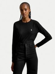 Polo Ralph Lauren Bluzka 211B14604004 Czarny Regular Fit. Czarne bluzki damskie Polo Ralph Lauren, xs, bez wzorów, bez kołnierzyka, bez ramiączek. Za 439.99 zł.