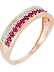 ATELIER DU DIAMANT Złoty pierścionek "Double voie" z diamentami i rubinami rozmiar: 58. Szare pierścionki damskie ATELIER DU DIAMANT, z diamentem, złote. Za 1,304.99 zł.