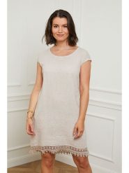 Curvy Lady Lniana sukienka w kolorze beżowym rozmiar: 44/46. Brązowe sukienki damskie Curvy Lady, bez wzorów, z koronki, klasyczne, bez ramiączek. Za 133.95 zł.