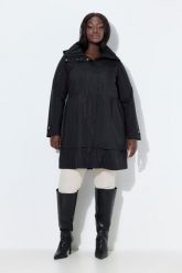 Damskie Płaszcz z sympateksu wodoodporny stójka kieszenie zapinane na zamek. Czarne płaszcze damskie Ulla Popken, plus size, bez wzorów, z materiału, z kapturem. Za 1,399.99 zł.