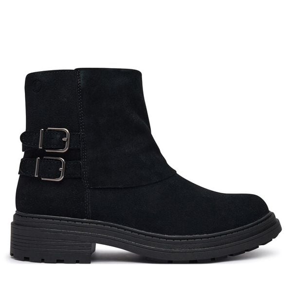 Botki Clarks. Czarne botki damskie Clarks, bez obcasa, na płaskiej podeszwie, bez zapięcia. Za 569.99 zł.