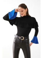 Milan Kiss Bluzka w kolorze czarno-niebieskim rozmiar: XL. Czarne bluzki damskie Milan Kiss, xl, bez wzorów, bez ramiączek. Za 92.21 zł.