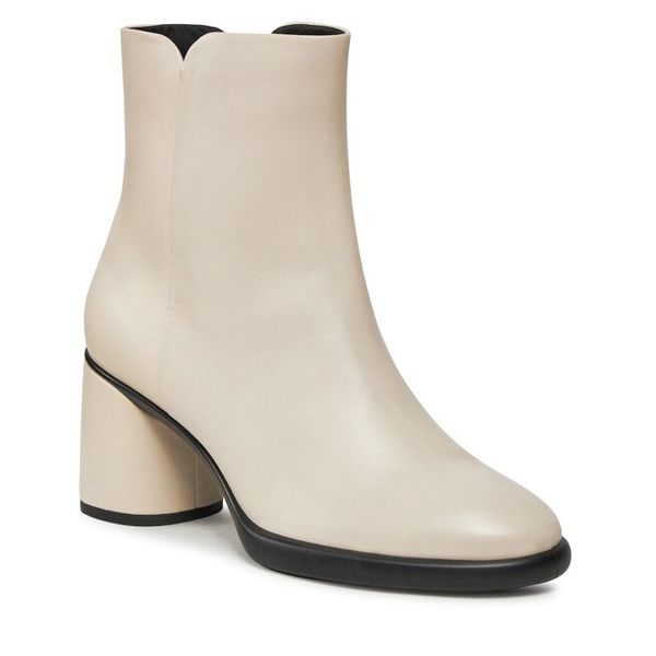 Botki ECCO. Białe botki damskie ECCO, bez obcasa, na słupku, bez zapięcia. Za 629.99 zł.