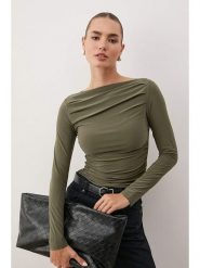 Trendyol Koszulka w kolorze khaki rozmiar: XL. Brązowe bluzki damskie Trendyol, xl, bez wzorów, bez kołnierzyka, bez ramiączek. Za 67.09 zł.