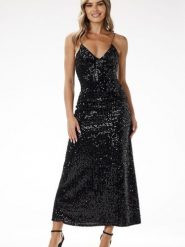 Sukienka Model A697 Black - awama. Czarne sukienki damskie Awama, bez wzorów, z weluru, wizytowe, bez ramiączek. Za 367.73 zł.