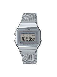 Casio Zegarek Vintage A700WEM-7AEF Srebrny. Szare, cyfrowe zegarki damskie Casio, srebrne. Za 219.99 zł.