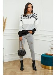 L'armoire de Suzette Sweter w kolorze czarno-jasnoszarym rozmiar: 38/40. Białe swetry klasyczne damskie L'armoire de Suzette, l, ze splotem, bez kołnierzyka. Za 73.99 zł.