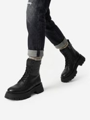 G-Star Raw Trzewiki CEO-WI16-525-02 Czarny. Czarne botki damskie G-Star, ze skóry, retro, bez obcasa, na słupku, bez zapięcia. Za 379.99 zł.