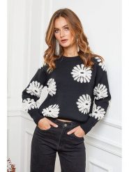 Joséfine Sweter "Banshee" w kolorze czarno-białym rozmiar: S. Czarne swetry klasyczne damskie Joséfine, s, bez kołnierzyka. Za 167.45 zł.