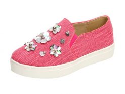 Różowe tenisówki, buty damskie Vices 3061-20. Czerwone obuwie sportowe damskie VICES, na lato, z tkaniny, bez zapięcia, tenisowe. Za 89.00 zł.
