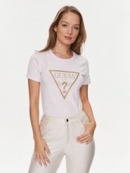 Guess T-Shirt W4RI69 J1314 Różowy Regular Fit. Czerwone t-shirty damskie Guess, l, z aplikacjami, z bawełny, bez kołnierzyka. Za 109.99 zł.
