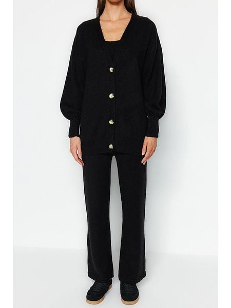 Trendyol 2-częściowy zestaw w kolorze czarnym rozmiar: L. Czarne kardigany damskie Trendyol, l, bez wzorów. Za 104.99 zł.
