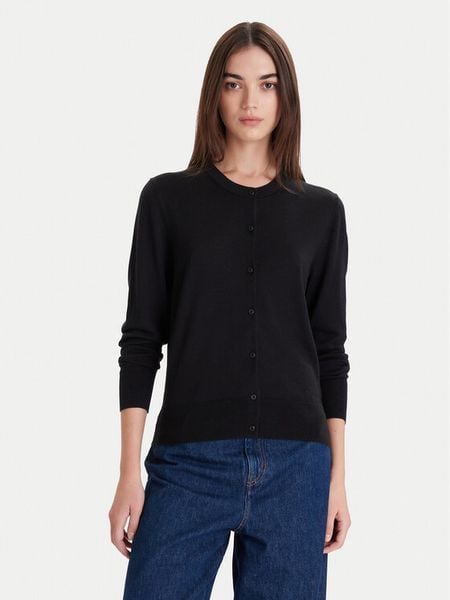 Calvin Klein Kardigan LV044D323G Czarny Slim Fit. Czarne kardigany damskie Calvin Klein, m, bez wzorów, z wełny. Za 389.99 zł.