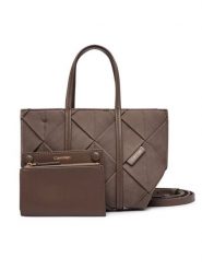 Calvin Klein Torebka Woven Sueded Mini Tote Crossbody LV04F3696G Brązowy. Brązowe torebki klasyczne damskie Calvin Klein, ze skóry, bez dodatków. Za 489.99 zł.