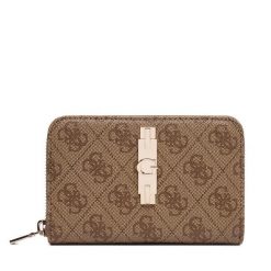 Portfel Guess. Brązowe portfele damskie Guess, z aplikacjami. Za 264.99 zł.
