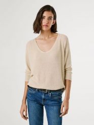 Pepe Jeans Sweter "Coco" w kolorze beżowym rozmiar: S. Brązowe swetry klasyczne damskie Pepe Jeans, s, z jeansu, bez kołnierzyka. Za 206.42 zł.