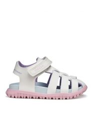Geox Sandały B Sandal Fusbetto Gi B556BA 000BC C0406 Biały. Białe sandały dziewczęce Geox, ze skóry, bez obcasa, bez zapięcia. Za 209.99 zł.