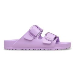 BIRKENSTOCK Arizona Big Buckle EVA Crocus Klapki damskie. Fioletowe klapki damskie Birkenstock, bez wzorów, bez obcasa, bez zapięcia. Za 269.99 zł.