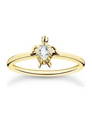 Thomas Sabo Pozłacany pierścionek z cyrkonią rozmiar: 52. Żółte pierścionki damskie thomas sabo, z cyrkonią, pozłacane. Za 129.95 zł.