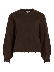 Vila Sweter "Vinikolina" w kolorze brązowym rozmiar: XL. Brązowe swetry klasyczne damskie Vila, xl, bez kołnierzyka. Za 109.95 zł.