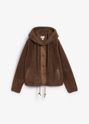 Bluza rozpinana z kożuszkowego polaru. Brązowe bluzy damskie bonprix, bez wzorów, z polaru, bez kaptura. Za 144.99 zł.