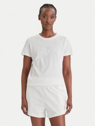 Guess T-Shirt W6GI10 K3025 Biały Regular Fit. Białe t-shirty damskie Guess, xxl, z aplikacjami, z bawełny, bez kołnierzyka. Za 209.99 zł.