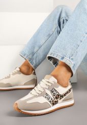 Panterkowe Sneakersy z Metaliczną Lamówką i Geometrycznym Wzorem Tosvella. Obuwie sportowe damskie Born2be, z jeansu, bez zapięcia. Za 84.99 zł.