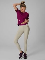 4F Legginsy treningowe szybkoschnące damskie - beżowe XS. Brązowe legginsy damskie 4F, s, bez wzorów. Za 169.99 zł.