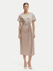 Rinascimento Sukienka koktajlowa CFC0127457003 Beżowy Regular Fit. Brązowe sukienki damskie Rinascimento, bez wzorów, z syntetyku, wizytowe, bez ramiączek. Za 449.99 zł.