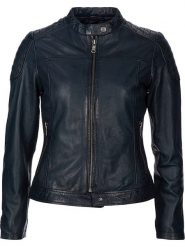 7eleven Skórzana kurtka "Stylla" w kolorze granatowym rozmiar: 34. Niebieskie kurtki damskie 7eleven, bez wzorów, z materiału, bez kaptura. Za 434.99 zł.