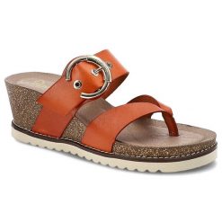 Pomarańczowe Klapki Yokono Wygodne Buty Na Koturnie. Brązowe klapki damskie Yokono, bez wzorów, ze skóry, bez obcasa, na koturnie, bez zapięcia. Za 209.00 zł.