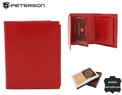 Portfel skórzany Peterson [DH] PTN RD-270-GCL czerwony. Czerwone portfele damskie Peterson, bez wzorów, ze skóry. Za 55.99 zł.