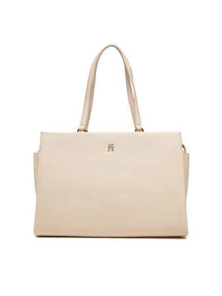 Tommy Hilfiger Torebka Th Legacy Tote AW0AW17197 Écru. Torebki klasyczne damskie Tommy Hilfiger, ze skóry, bez dodatków. Za 359.99 zł.