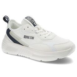 Białe Sneakersy Big Star Wygodne Buty Damskie. Białe obuwie sportowe damskie Big Star, na wiosnę, z materiału, bez zapięcia. Za 139.00 zł.