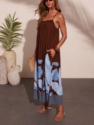 Milan Kiss Sukienka w kolorze brązowo-błękitnym rozmiar: XL. Brązowe sukienki damskie Milan Kiss, bez wzorów, bez ramiączek. Za 329.95 zł.