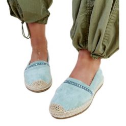Zielone espadryle z cyrkoniami Abia. Zielone espadryle damskie bez wzorów, z gumy, bez obcasa. Za 74.48 zł.