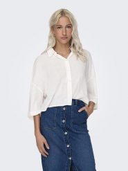 ONLY Koszulka w kolorze białym rozmiar: XL. Białe bluzki damskie Only, xl, bez wzorów, bez kołnierzyka, bez ramiączek. Za 57.06 zł.