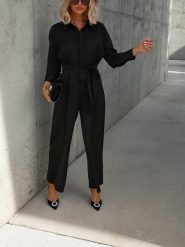 Milan Kiss Kombinezon w kolorze czarnym rozmiar: L. Czarne kombinezony damskie Milan Kiss, l, bez wzorów, bez kołnierzyka, bez ramiączek. Za 121.80 zł.