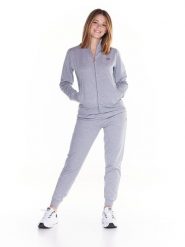 Bluza miękka z zamek błyskawiczny na co dzień. Szare bluzy damskie LEONE 1947 APPAREL, s, bez wzorów, z dresówki, bez kaptura. Za 252.56 zł.