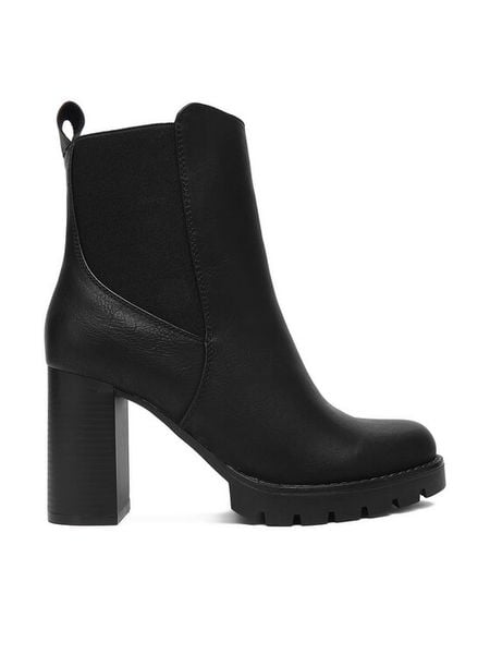 JENNY Botki CEO-WS5068-04 Czarny. Czarne botki damskie Jenny, z materiału, bez obcasa, na słupku, bez zapięcia. Za 179.99 zł.